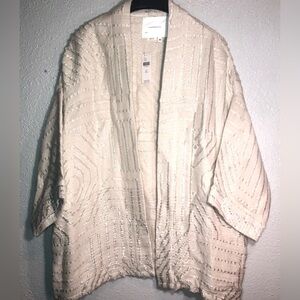 ANTHROPOLOGIE NEW With Tags Geometric Embroidered Kimono One Size Color Cream